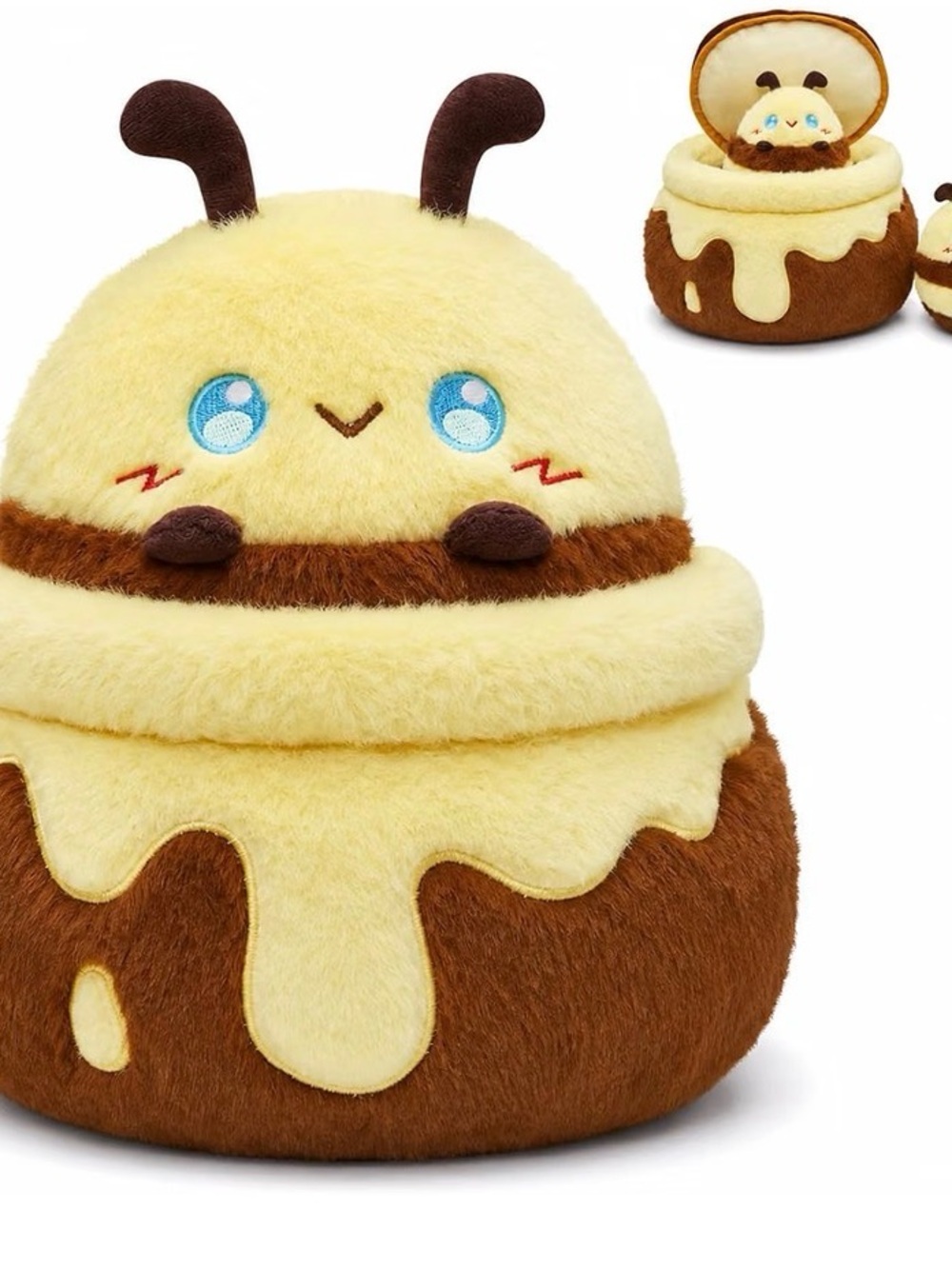 Plush Honey Pot Bee Soft Toy - Yellow & Brown